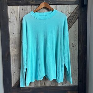 Victoria's Secret PINK waffle knit turquoise pullover size large